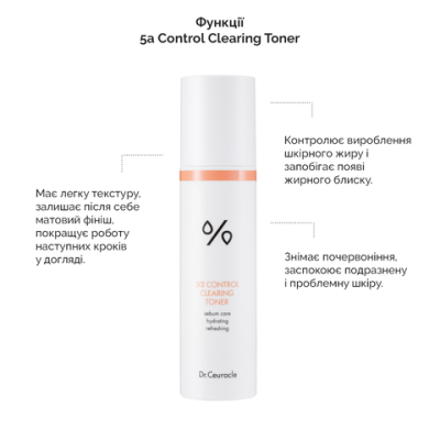 Себорегулюючий тонер для обличчя Dr.Ceuracle 5α Control Clearing Toner 120 мл
