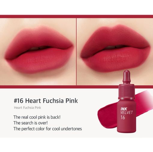 Матовий стійкий тінт для губ PERIPERA Ink The Velvet № 016 Heart Fuchsia Pink