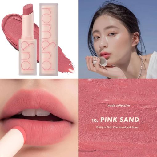 Помада в холодному нюдовому відтінку Rom&nd Zero Matte Lipstick № 10 Pink Sand