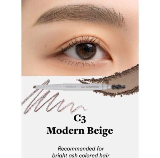 Олівець для брів у попелясто-бежевому відтінку Rom&nd Han All Flat Brow C3 Modern Beige