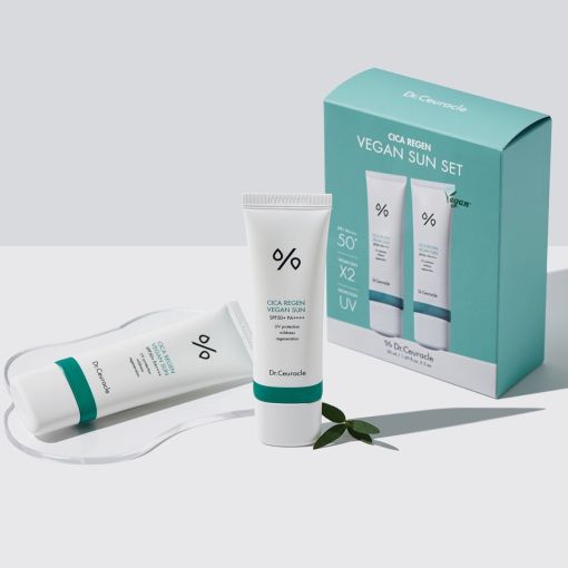 Набір сонцезахисних веганських кремів з центелою SPF50+ PA++++ Dr.Ceuracle Cica Regen Vegan Sun Set DUO 2-в-1 