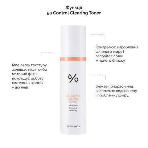 Себорегулюючий тонер для обличчя Dr.Ceuracle 5α Control Clearing Toner 120 мл
